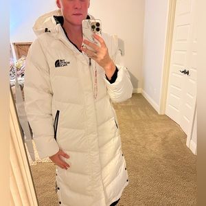 White North Face puffer long coat
